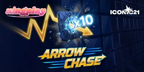 Tampilan antarmuka permainan Arrow Chase dengan kisi-kisi pengali dan panah dinamis.
