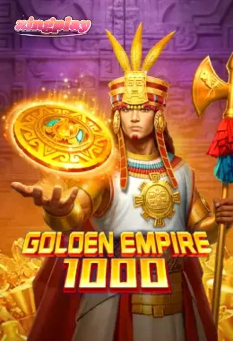 Tampilan visual slot Golden Empire 1000 dengan tema kuil kuno dan artefak emas